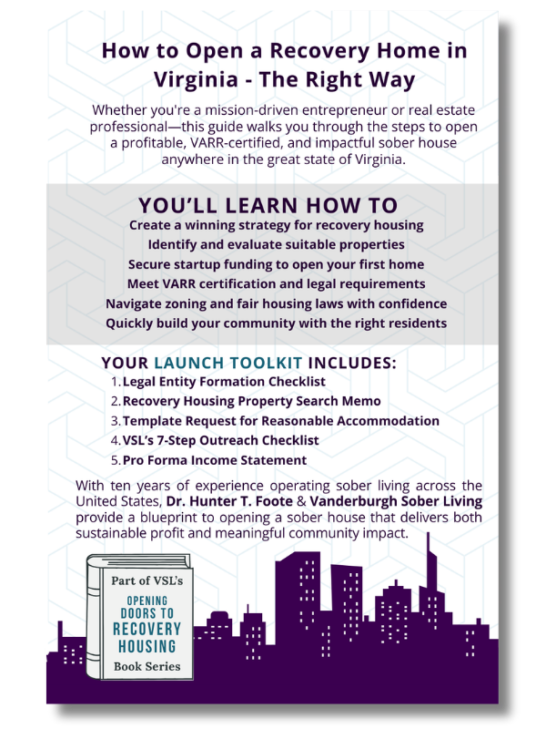 Back cover of How to Open a Sober Living Home in Virginia
