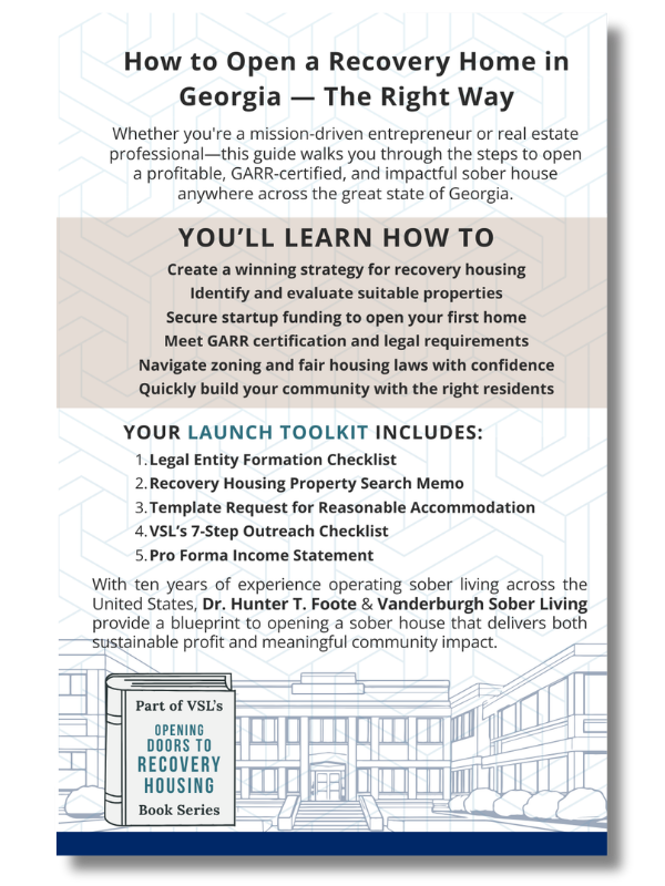 Back cover of How to Open a Sober Living Home in Georgia
