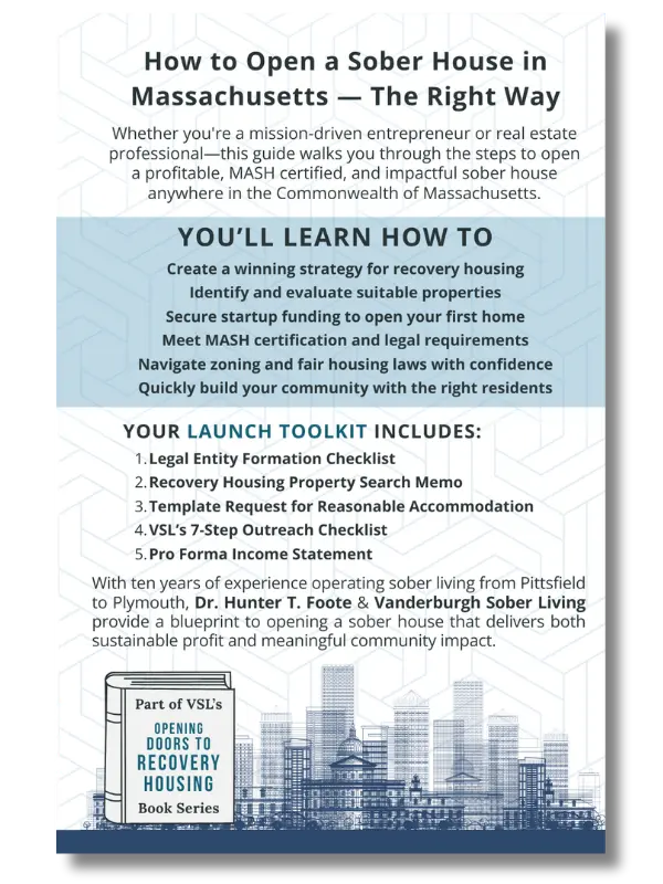 Back cover of  How to Open a Sober Living Home in Massachusetts
