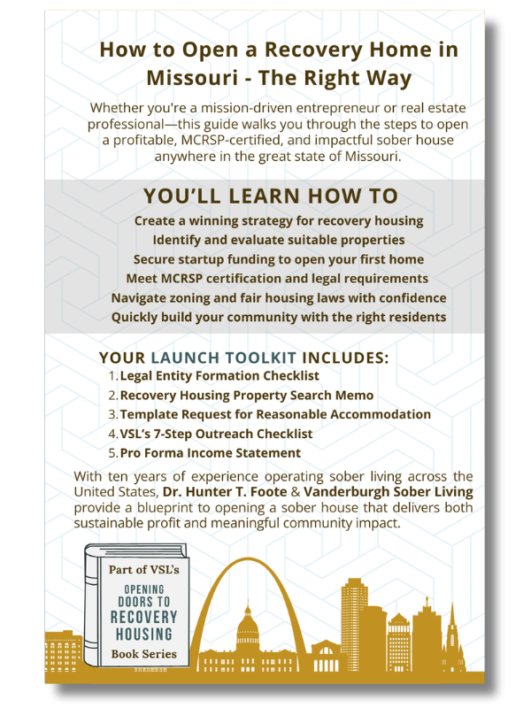 Back cover of How to Open a Sober Living Home in Missouri