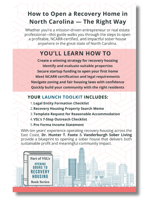 Back cover of How to Open a Sober Living Home in North Carolina