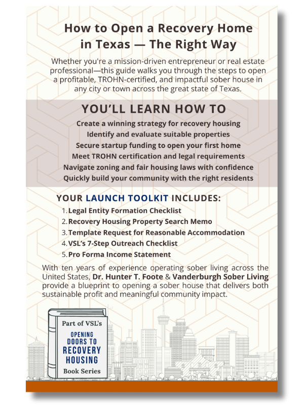 Back cover of How to Open a Sober Living Home in Texas