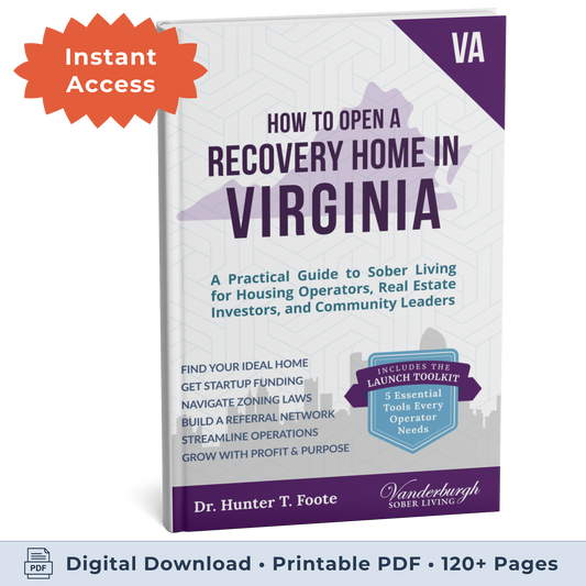 3D book cover for How to Open a Sober Living Home in Virginia