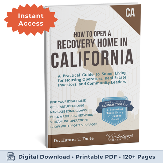 3D book cover for How to Open a Sober Living Home in California