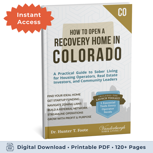 3D book cover for How to Open a Sober Living Home in Colorado