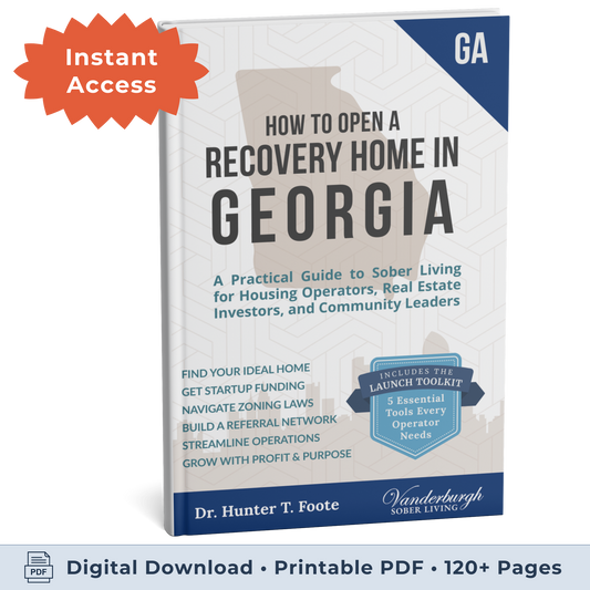 3D book cover for How to Open a Sober Living Home in Georgia