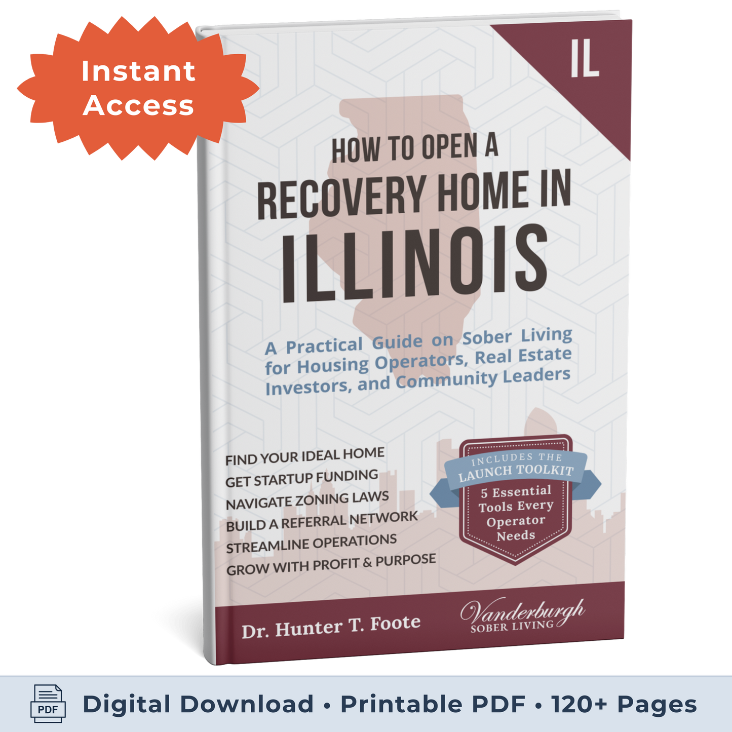 3D book cover for How to Open a Sober Living Home in Illinois
