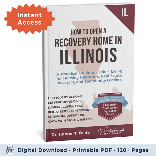 3D book cover for How to Open a Sober Living Home in Illinois