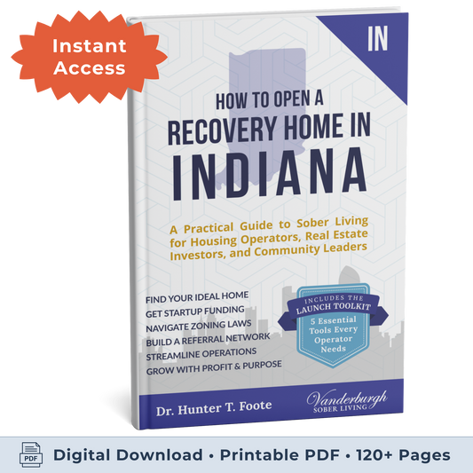 3D book cover for How to Open a Sober Living Home in Indiana