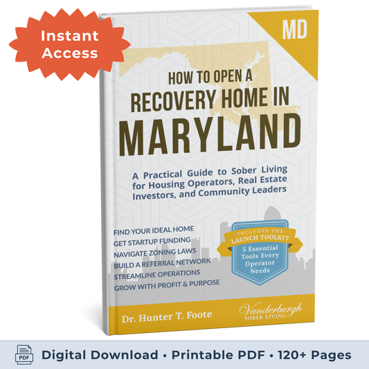 3D book cover for How to Open a Sober Living Home in Maryland