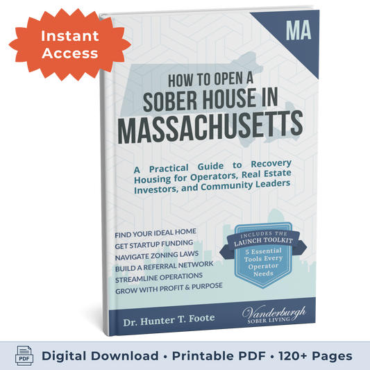 3D book cover for How to Open a Sober Living Home in Massachusetts
