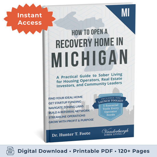 3D book cover for How to Open a Sober Living Home in Michigan