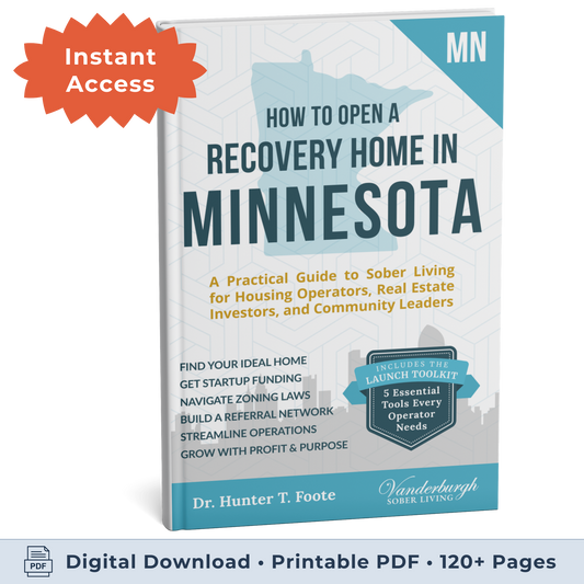 3D book cover for How to Open a Sober Living Home in Minnesota