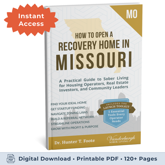 3D book cover for How to Open a Sober Living Home in Missouri