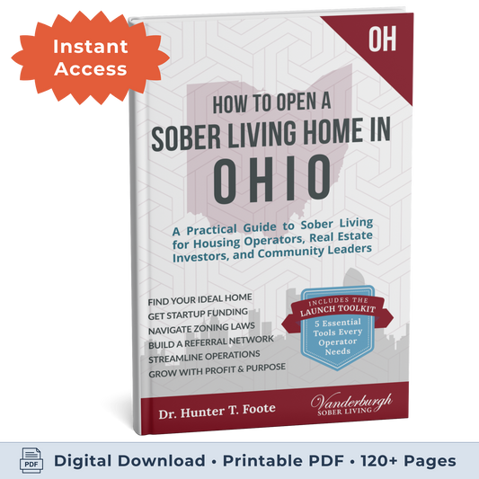 3D book cover for How to Open a Sober Living Home in Ohio