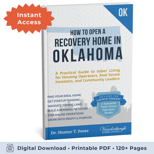 3D book cover for How to Open a Sober Living Home in Oklahoma