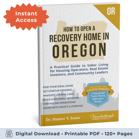 3D book cover for How to Open a Sober Living Home in Oregon