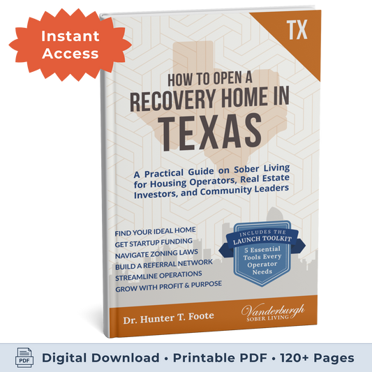 3D book cover How to Open a Sober Living Home in Texas