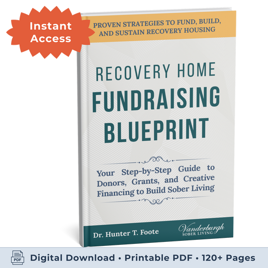 3D book cover for Recovery Home Fundraising Blueprint
