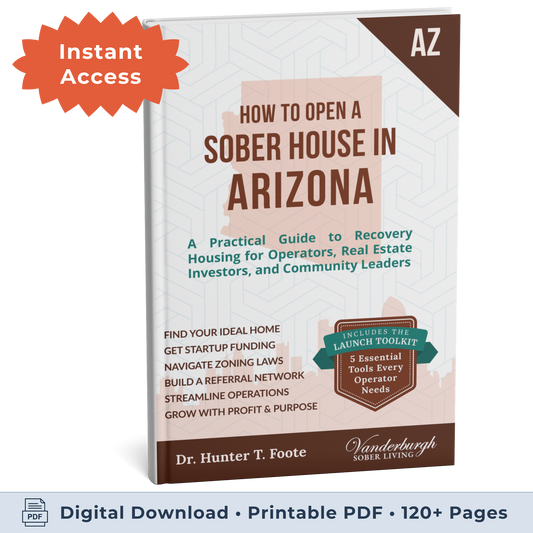 3D book cover for How to Open a Sober Living Home in Arizona
