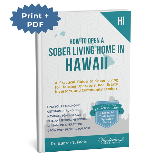 3D book cover for How to Open a Sober Living Home in Hawaii (Print + PDF edition)