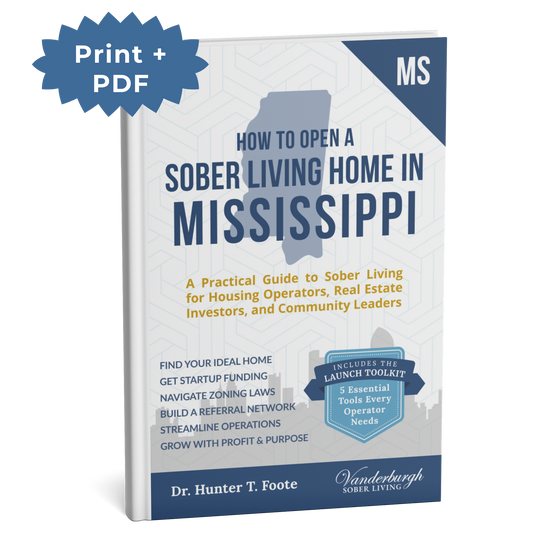 3D book cover for How to Open a Sober Living Home in Mississippi (Print + PDF edition)