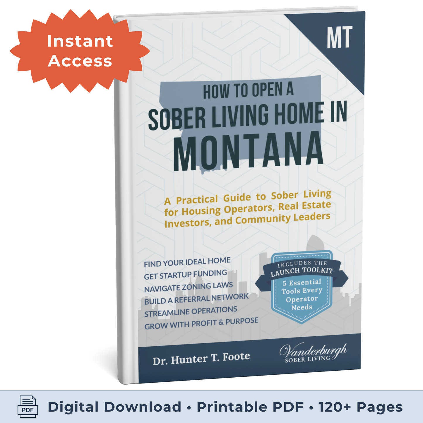 3D book cover for How to Open a Sober Living Home in Montana (eBook instant access edition)