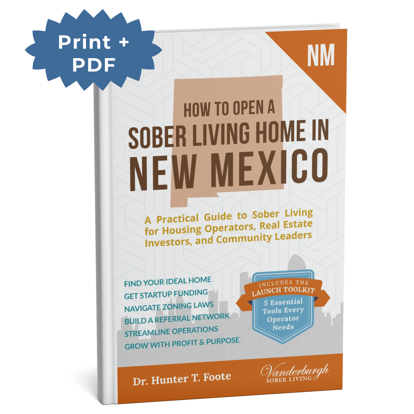 3D book cover for How to Open a Sober Living Home in New Mexico (Print + PDF edition)