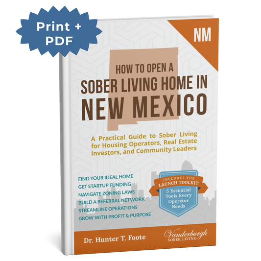 3D book cover for How to Open a Sober Living Home in New Mexico (Print + PDF edition)